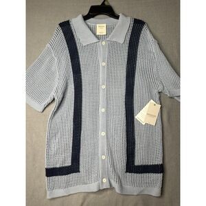 Massive‎ Luxury Knit Crochet Mens Shirt Size Large New with tags vintage